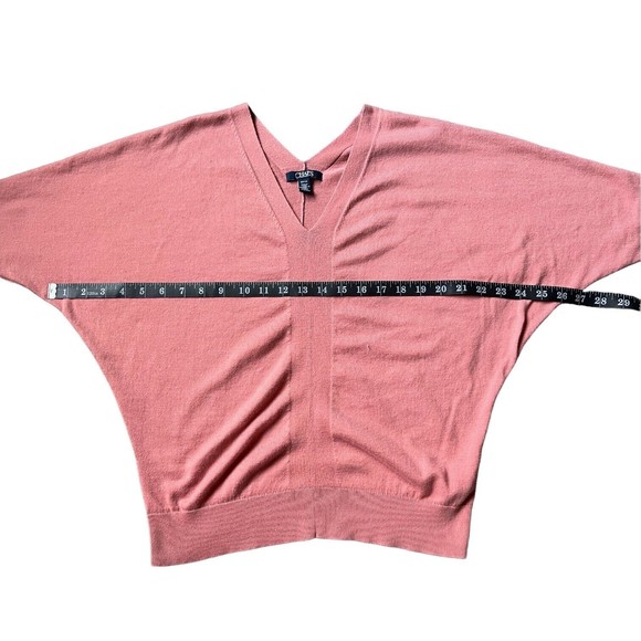 Chaps 3/4 Sleeve Dolman Sweater Salmon Pink Size Small S V-Neck Modal Cotton - Picture 10 of 11